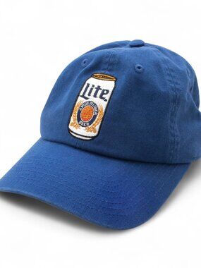 Miller Lite, Embroidered Large Can, Dad Hat, Adjustable Buckle Strap, Royal Blue